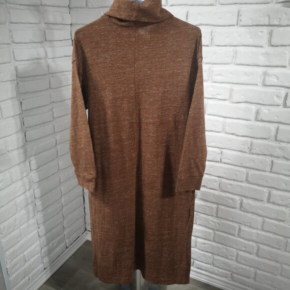 Old Navy Ladies Size Medium Petite Rust & Beige Turtleneck Sweater Dress - Picture 2 of 7